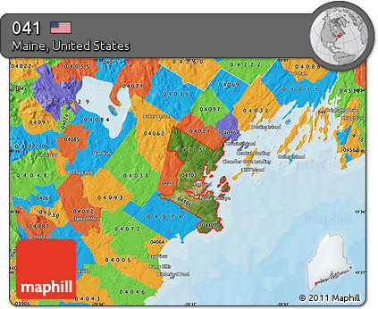 Satellite Map of ZIP Codes Starting with 041, political outside