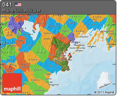Satellite Map of ZIP Codes Starting with 041, political outside