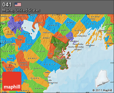 Satellite Map of ZIP Codes Starting with 041, political outside