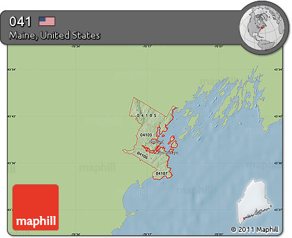 Savanna Style Map of ZIP Codes Starting with 041, single color outside