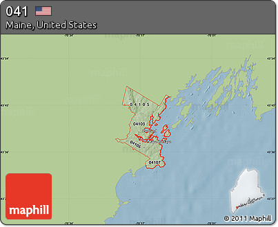 Savanna Style Map of ZIP Codes Starting with 041, single color outside