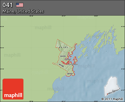 Savanna Style Map of ZIP Codes Starting with 041, single color outside