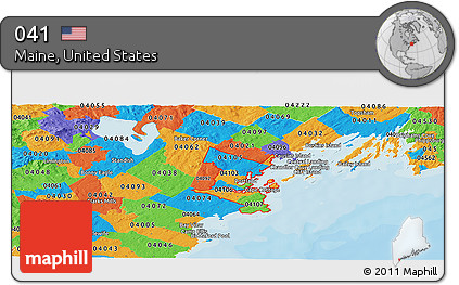 Political Panoramic Map of ZIP Codes Starting with 041
