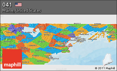 Political Panoramic Map of ZIP Codes Starting with 041