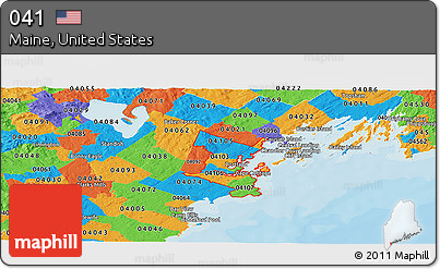 Political Panoramic Map of ZIP Codes Starting with 041