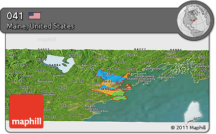 Political Panoramic Map of ZIP Codes Starting with 041, satellite outside