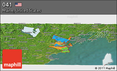 Political Panoramic Map of ZIP Codes Starting with 041, satellite outside