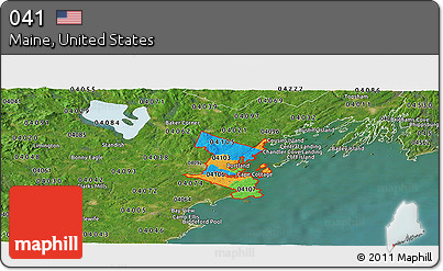 Political Panoramic Map of ZIP Codes Starting with 041, satellite outside