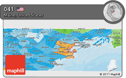 Political Shades Panoramic Map of ZIP Codes Starting with 041