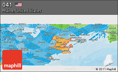 Political Shades Panoramic Map of ZIP Codes Starting with 041