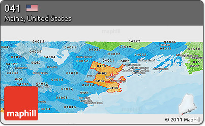 Political Shades Panoramic Map of ZIP Codes Starting with 041