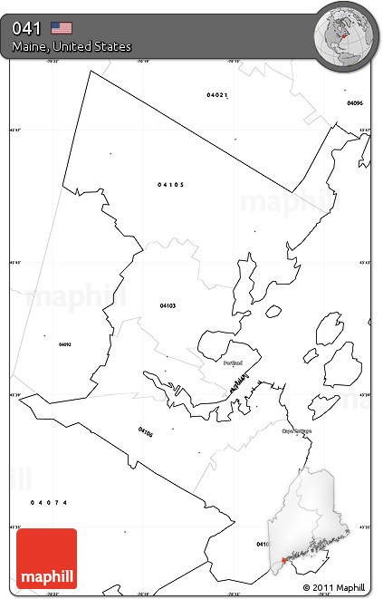 Blank Simple Map of ZIP Codes Starting with 041