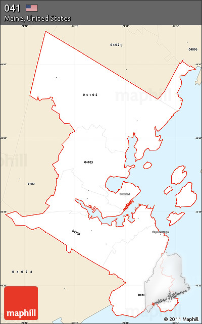 Classic Style Simple Map of ZIP Codes Starting with 041