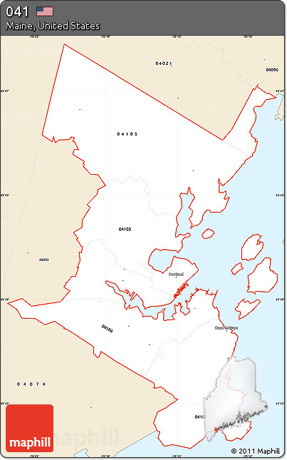 Classic Style Simple Map of ZIP Codes Starting with 041