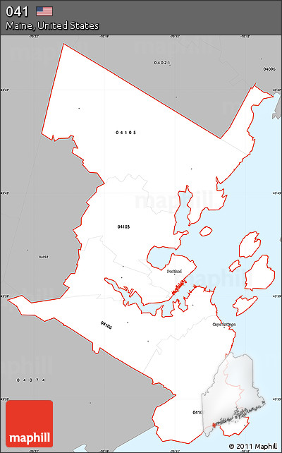 Gray Simple Map of ZIP Codes Starting with 041
