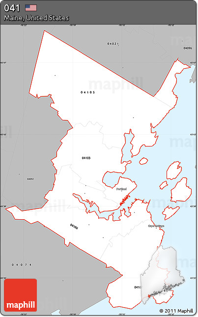 Gray Simple Map of ZIP Codes Starting with 041