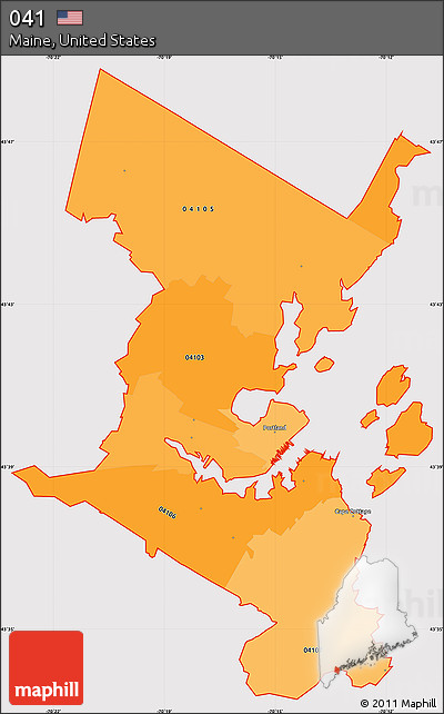 Political Shades Simple Map of ZIP Codes Starting with 041, cropped outside