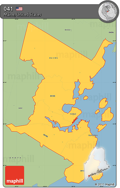 Savanna Style Simple Map of ZIP Codes Starting with 041