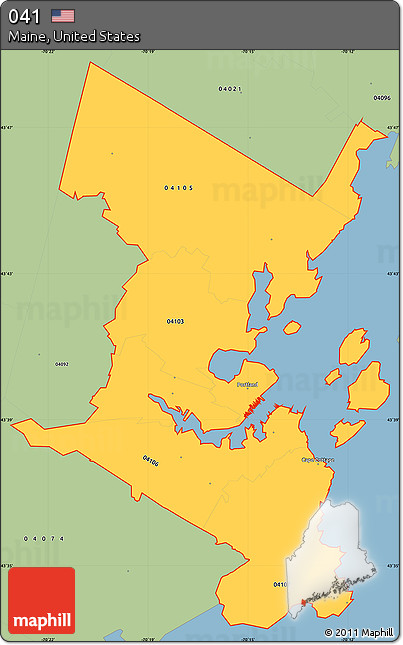 Savanna Style Simple Map of ZIP Codes Starting with 041