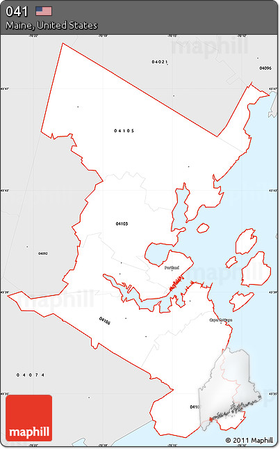 Silver Style Simple Map of ZIP Codes Starting with 041