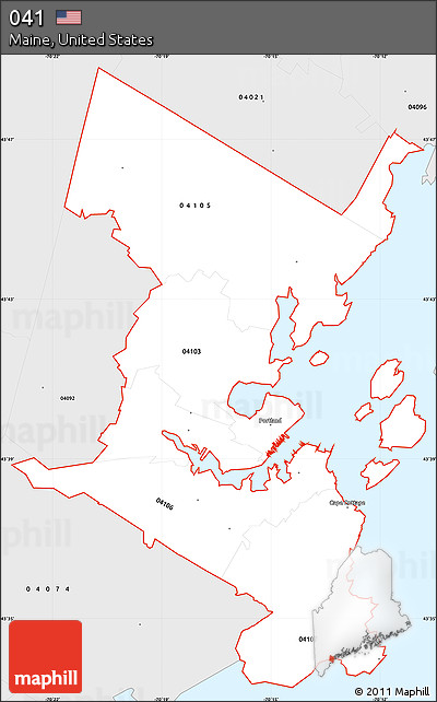 Silver Style Simple Map of ZIP Codes Starting with 041