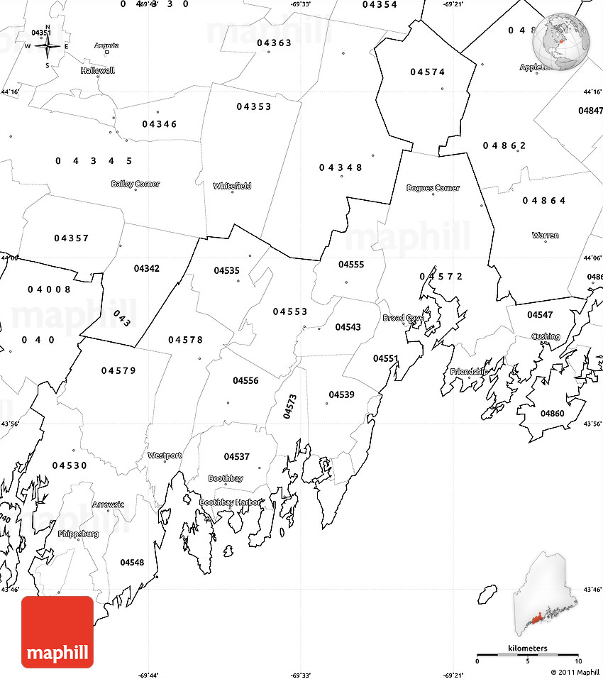 Blank Simple Map of ZIP Codes Starting with 045