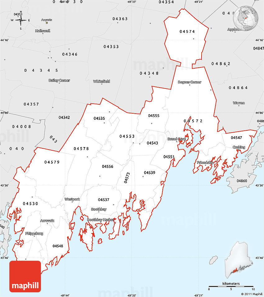 Silver Style Simple Map of ZIP Codes Starting with 045