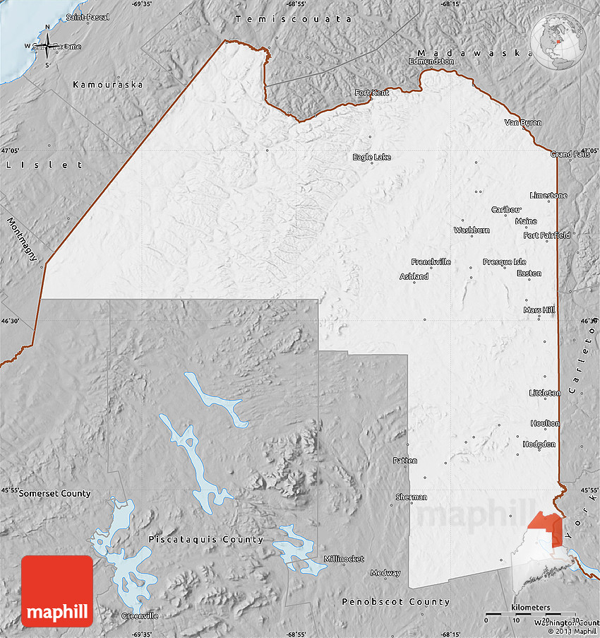 Gray Map of Aroostook County