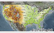 Physical Map of United States, darken, semi-desaturated