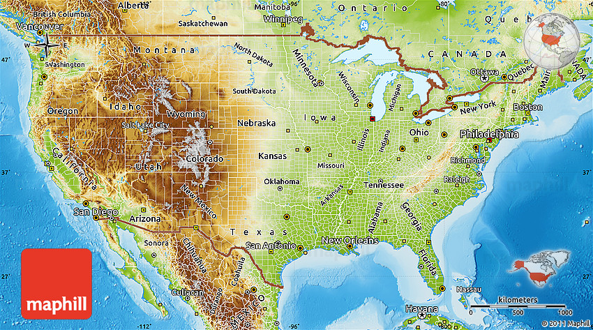 physical map of the world