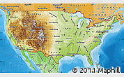 Physical Map of United States, political shades outside