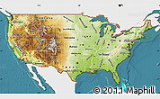 Physical Map of United States, single color outside, satellite sea