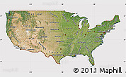 Satellite Map of United States, cropped outside