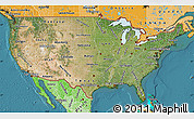 Satellite Map of United States, political shades outside, satellite sea