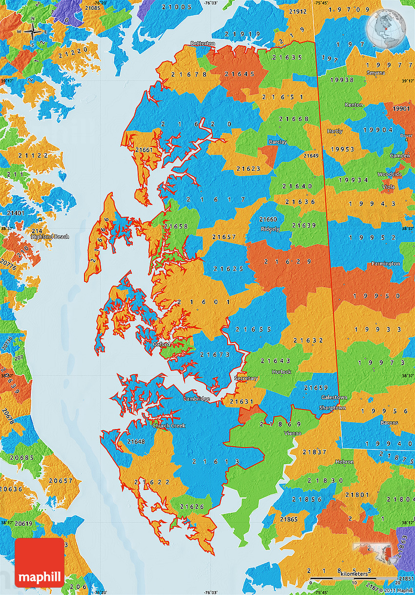 Political Map of ZIP Codes Starting with 216