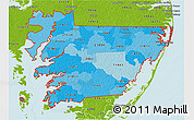 Political Shades 3D Map of ZIP codes starting with 218, physical outside
