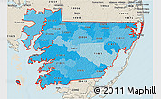 Political Shades 3D Map of ZIP codes starting with 218, shaded relief outside