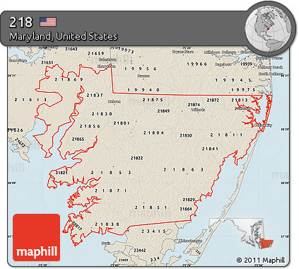 Classic Style Map of ZIP Codes Starting with 218
