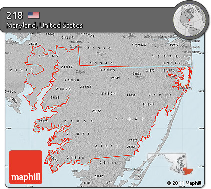 Gray Map of ZIP Codes Starting with 218