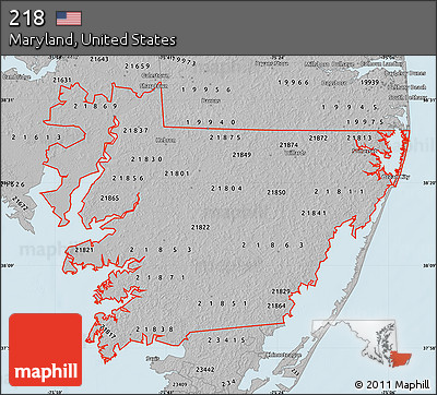 Gray Map of ZIP Codes Starting with 218