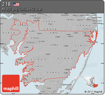 Gray Map of ZIP Codes Starting with 218