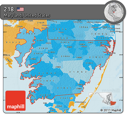 Political Shades Map of ZIP Codes Starting with 218