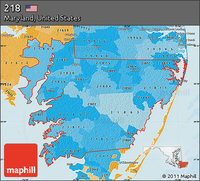 Political Shades Map of ZIP Codes Starting with 218