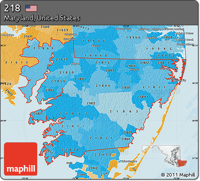 Political Shades Map of ZIP Codes Starting with 218