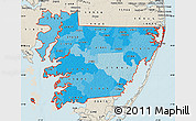 Political Shades Map of ZIP codes starting with 218, shaded relief outside