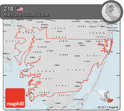 Silver Style Map of ZIP Codes Starting with 218