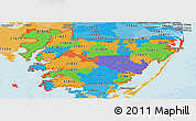 Political Panoramic Map of ZIP codes starting with 218, political shades outside