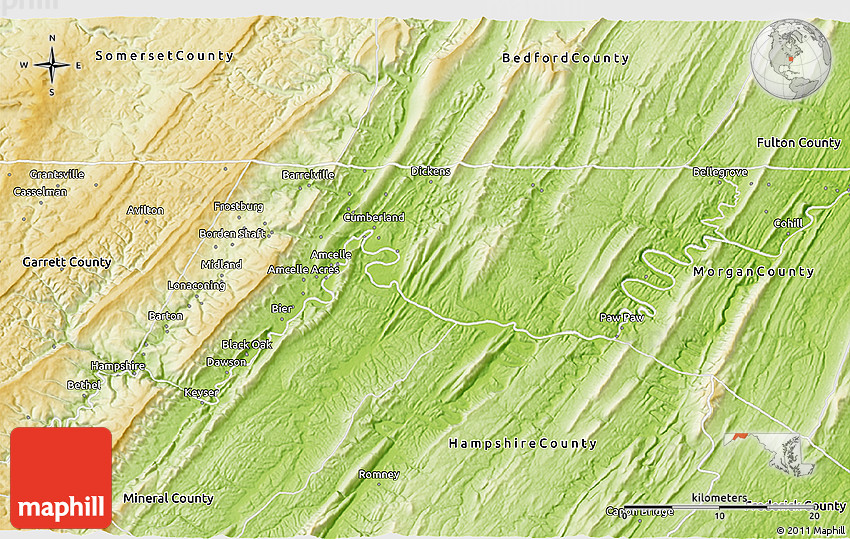 Physical 3D Map of Allegany County