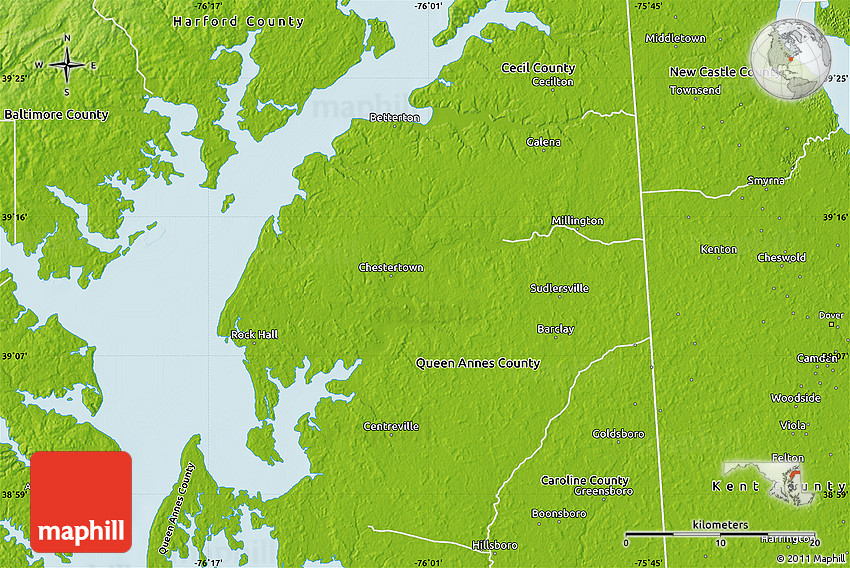 Physical Map of Kent County