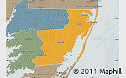 Political Map of Worcester County, semi-desaturated
